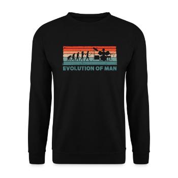 Retro Schlagzeuger Evolution Drummer - Unisex Pullover - Schwarz - Vorne - Alina (178cm) & Michal (187cm)