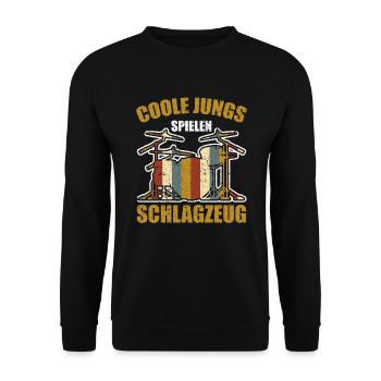 Schlagzeuger Jungs Drummer - Unisex Pullover - Schwarz - Vorne - Alina (178cm) & Michal (187cm)