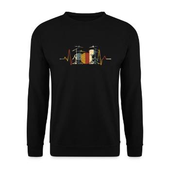 Retro Schlagzeuger Drummer - Unisex Sweatshirt - black - Front - Alina (178cm) & Michal (187cm)