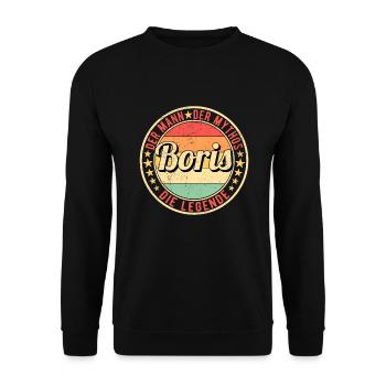 Boris Der Mann Der Mythos Die Legende - Unisex Pullover - Schwarz - Vorne - Alina (178cm) & Michal (187cm)