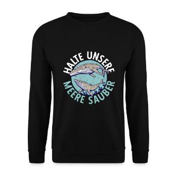 Saubere Meere Umweltschutz Planet Ozean Meer - Unisex Pullover - Schwarz - Vorne - Alina (178cm) & Michal (187cm)