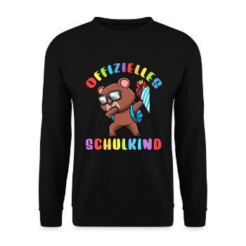 Schulkind Einschulung Bär - Unisex Pullover - Schwarz - Vorne - Alina (178cm) & Michal (187cm)
