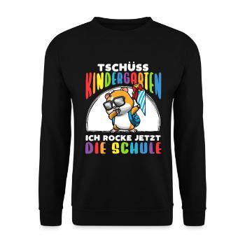 Schulkind Einschulung Hamster - Unisex Pullover - Schwarz - Vorne - Alina (178cm) & Michal (187cm)