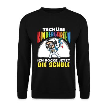 Schulkind Einschulung Astronaut - Unisex Pullover - Schwarz - Vorne - Alina (178cm) & Michal (187cm)
