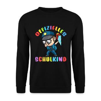 Schulkind Einschulung Polizei - Unisex Pullover - Schwarz - Vorne - Alina (178cm) & Michal (187cm)