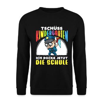 Schulkind Einschulung Polizei - Unisex Pullover - Schwarz - Vorne - Alina (178cm) & Michal (187cm)