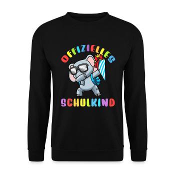 Schulkind Einschulung Elefant - Unisex Pullover - Schwarz - Vorne - Alina (178cm) & Michal (187cm)