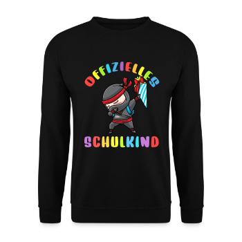Schulkind Einschulung Ninja - Unisex Pullover - Schwarz - Vorne - Alina (178cm) & Michal (187cm)