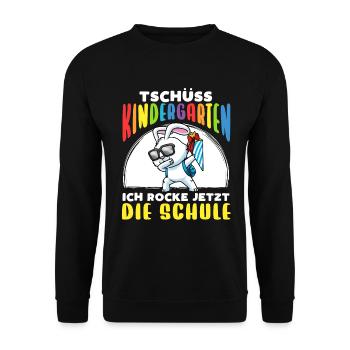 Schulkind Einschulung Hase - Unisex Pullover - Schwarz - Vorne - Alina (178cm) & Michal (187cm)