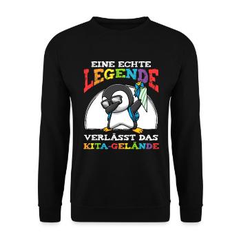 Schulkind Einschulung Pinguin - Unisex Pullover - Schwarz - Vorne - Alina (178cm) & Michal (187cm)