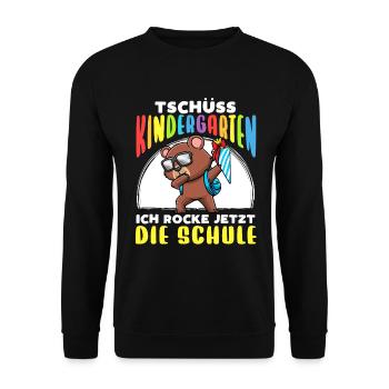 Schulkind Einschulung Bär - Unisex Pullover - Schwarz - Vorne - Alina (178cm) & Michal (187cm)
