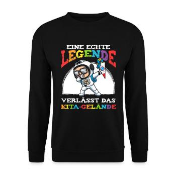 Schulkind Einschulung Astronaut - Unisex Pullover - Schwarz - Vorne - Alina (178cm) & Michal (187cm)
