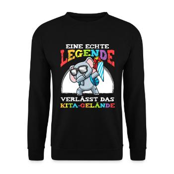 Schulkind Einschulung Elefant - Unisex Pullover - Schwarz - Vorne - Alina (178cm) & Michal (187cm)