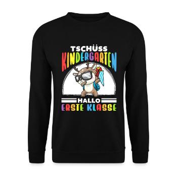 Schulkind Einschulung Reh - Unisex Pullover - Schwarz - Vorne - Alina (178cm) & Michal (187cm)