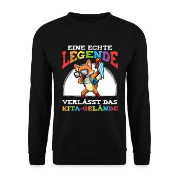 Schulkind Einschulung Fuchs - Unisex Pullover - Schwarz - Vorne - Alina (178cm) & Michal (187cm)