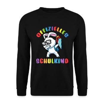 Schulkind Einschulung Hase - Unisex Pullover - Schwarz - Vorne - Alina (178cm) & Michal (187cm)
