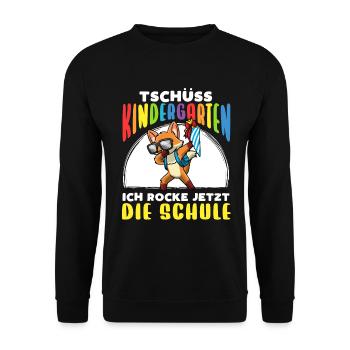 Schulkind Einschulung Fuchs - Unisex Pullover - Schwarz - Vorne - Alina (178cm) & Michal (187cm)