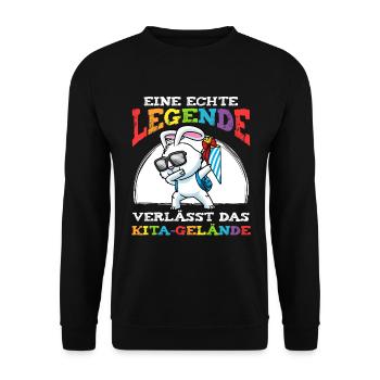 Schulkind Einschulung Hase - Unisex Pullover - Schwarz - Vorne - Alina (178cm) & Michal (187cm)