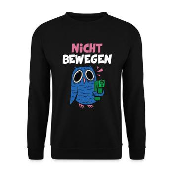 Eulen Cartoon Eule Vogel Lustiges Wortspiel Humor - Unisex Pullover - Schwarz - Vorne - Alina (178cm) & Michal (187cm)