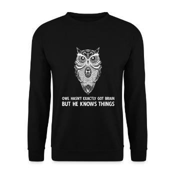 Le dicton de la chouette blanche des archives Magnus - Sweat-shirt Unisexe - noir - Devant - Alina (178cm) & Michal (187cm)