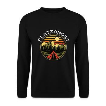 Platzangst Outdoor Wandern Bergsteiger Wanderer - Unisex Pullover - Schwarz - Vorne - Alina (178cm) & Michal (187cm)