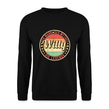Willy Der Mann Der Mythos Die Legende - Unisex Pullover - Schwarz - Vorne - Alina (178cm) & Michal (187cm)