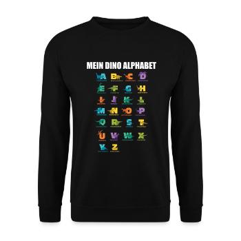 Dinosaurier Alphabet Arten Dino Typen - Unisex Pullover - Schwarz - Vorne - Alina (178cm) & Michal (187cm)