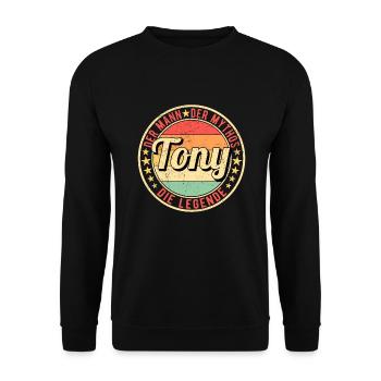 Tony Der Mann Der Mythos Die Legende - Unisex Pullover - Schwarz - Vorne - Alina (178cm) & Michal (187cm)