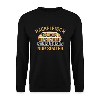 Pétrissage de viande hachée Animaux caresser bouchers - Sweat-shirt Unisexe - noir - Devant - Alina (178cm) & Michal (187cm)
