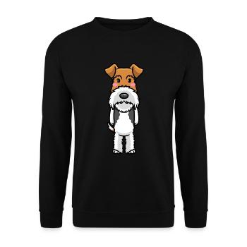 Foxterrier Drahthaar Hund Emoticon Hunde - Unisex Pullover - Schwarz - Vorne - Alina (178cm) & Michal (187cm)