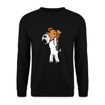 Foxterrier Drahthaar Hund Emoticon Hunde - Unisex Pullover - Schwarz - Vorne - Alina (178cm) & Michal (187cm)