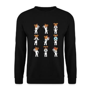 Foxterrier Drahthaar Hund Emoticon Hunde - Unisex Pullover - Schwarz - Vorne - Alina (178cm) & Michal (187cm)