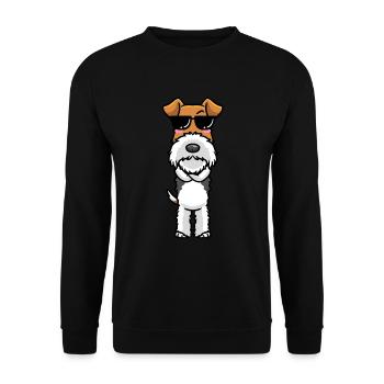 Foxterrier Drahthaar Hund Mit Sonnenbrille - Unisex Pullover - Schwarz - Vorne - Alina (178cm) & Michal (187cm)
