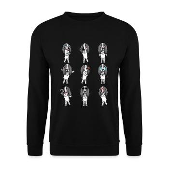 Deutsch Springer Spaniel Chien Emoticon Chiens - Sweat-shirt Unisexe - noir - Devant - Alina (178cm) & Michal (187cm)