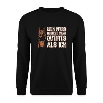 Mein Pferd hat mehr Outfits als ich für Pferde - Unisex Pullover - Schwarz - Vorne - Alina (178cm) & Michal (187cm)