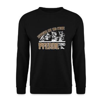 Zuhause ist wo meine Pferde sind Reiten Reiter - Unisex Pullover - Schwarz - Vorne - Alina (178cm) & Michal (187cm)
