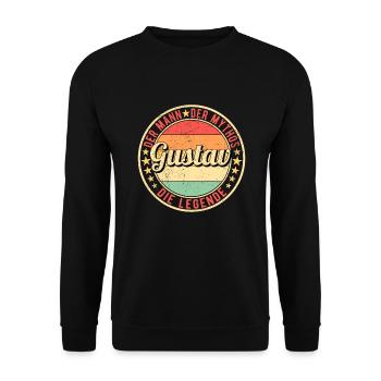 Gustav Der Mann Der Mythos Die Legende - Unisex Pullover - Schwarz - Vorne - Alina (178cm) & Michal (187cm)