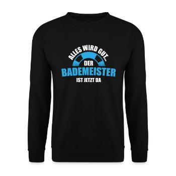 Bademeister Rettungsschwimmer Schwimmmeister - Unisex Pullover - Schwarz - Vorne - Alina (178cm) & Michal (187cm)
