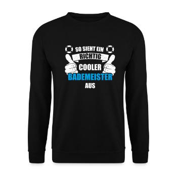 Bademeister Rettungsschwimmer Schwimmmeister - Unisex Pullover - Schwarz - Vorne - Alina (178cm) & Michal (187cm)