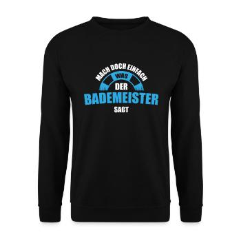 Bademeister Rettungsschwimmer Schwimmmeister - Unisex Pullover - Schwarz - Vorne - Alina (178cm) & Michal (187cm)
