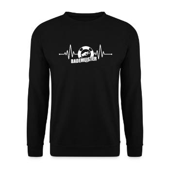 Bademeister Rettungsschwimmer Herzschlag - Unisex Pullover - Schwarz - Vorne - Alina (178cm) & Michal (187cm)
