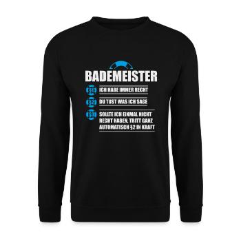 Bademeister Rettungsschwimmer Schwimmmeister - Unisex Pullover - Schwarz - Vorne - Alina (178cm) & Michal (187cm)