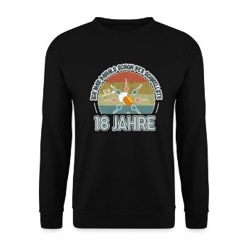 Ich war damals schon der Schnellste 18. Geburtstag - Unisex Pullover - Schwarz - Vorne - Alina (178cm) & Michal (187cm)