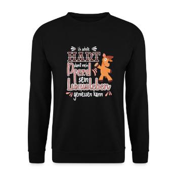 I work hard to make my horse for riders - Unisex Sweatshirt - black - Front - Alina (178cm) & Michal (187cm)
