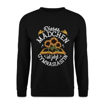 Einschulung Gymnasium Mädchen - Unisex Pullover - Schwarz - Vorne - Alina (178cm) & Michal (187cm)