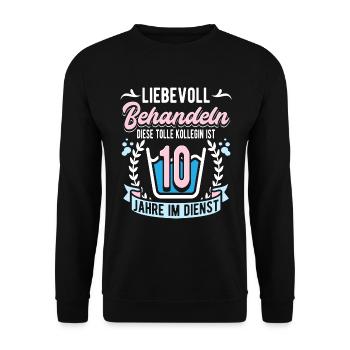 10 Jähriges Dienstjubiläum Firmenjubiläum - Unisex Pullover - Schwarz - Vorne - Alina (178cm) & Michal (187cm)