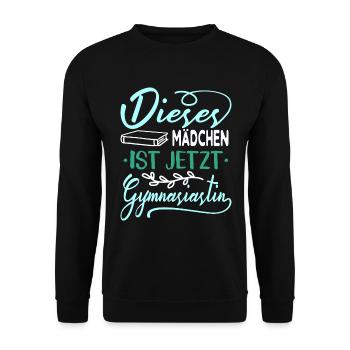 Einschulung Gymnasium Mädchen - Unisex Pullover - Schwarz - Vorne - Alina (178cm) & Michal (187cm)