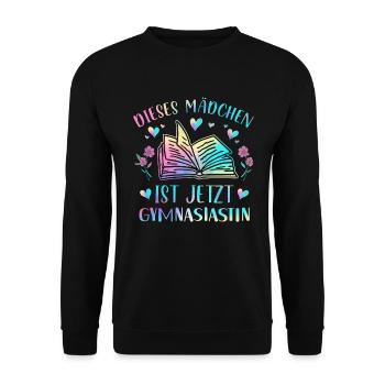 Einschulung Gymnasium Mädchen - Unisex Pullover - Schwarz - Vorne - Alina (178cm) & Michal (187cm)
