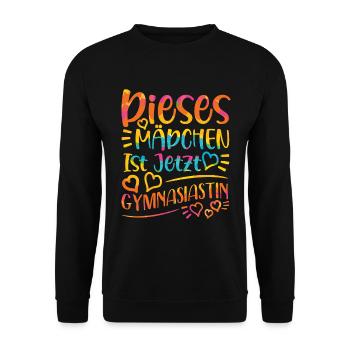 Einschulung Gymnasium Mädchen - Unisex Pullover - Schwarz - Vorne - Alina (178cm) & Michal (187cm)