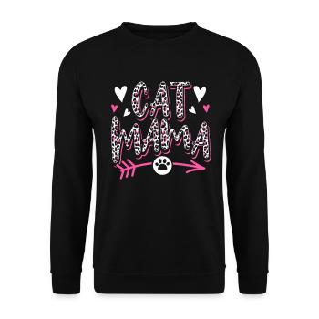 Katze Mama Leopard Kätzchen Tier Haustier - Unisex Pullover - Schwarz - Vorne - Alina (178cm) & Michal (187cm)